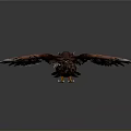 Majestic Eagle With Spreading Wings And Red White Feathers On Gray Background