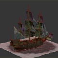 Modern sailing ship armored ship cartoon ship 3d model