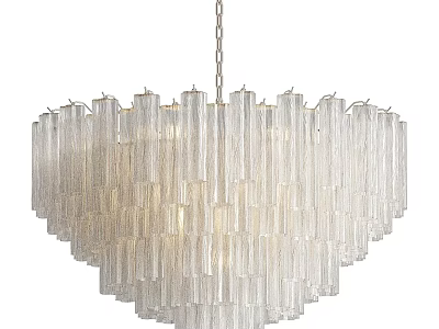 Elegant Modern Chandelier With Layered Transparent Glass Columns And Soft Lighting 3d model