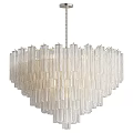 Elegant Modern Chandelier With Layered Transparent Glass Columns And Soft Lighting