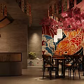 Cozy Bar Interior With Wooden Bench Seating Tables Woven Pendant Lights Potted Plants And Drinks