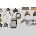 Various Camping Tents With Different Designs And Colors For Outdoor Use