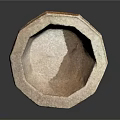 Decorative Carved Hexagonal Stone Bowl With Intricate Patterns And Brown Surface 3d model