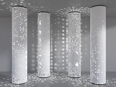 Modern Punched Pillar Hollow Pillar Gradient Perforated Pillar Luminous Decorative Pillar Gradient Hole Pillar 3d model