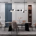 Modern Dining Table and Chair Combination Home 3d model