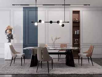 Modern Dining Table and Chair Combination Home 3d model