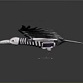 Mechanical Bird Flying With Silver Feather Like Wings And Mechanical Details On Black Background