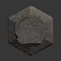 Carved Stone Pillar with Hexagonal Base Round Top and Intricate Engravings on Surface 3d model