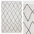 Modern Square Rug With Black And White Diamond Pattern Textured Design