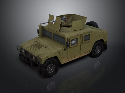 Military Olive Green Tank With Mounted Weapon Armored Body Windows And Heavy Duty Wheels 3d model