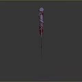Detailed Bloodstained Ornate Sword With Twisted Hilt And Gemstone Accent