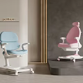 Modern Kids Chair Blue and Pink Ergonomic Design With Comfortable Seat and Wheels