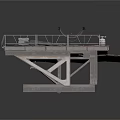 Industrial Metal Platform Structure With Railing Grated Surface And Mechanical Components