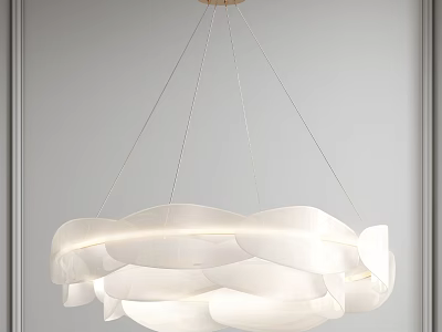 Modern Cloud Shaped Chandelier With Layered White Acrylic Shades And Soft LED Lighting 3d model