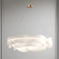 Modern Cloud Shaped Chandelier With Layered White Acrylic Shades And Soft LED Lighting