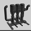 Industrial Pipes With Pump System And Motor Units On Metal Frame