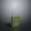 Vintage Military Radio Communication Device with Long Antenna Green Metal Case and Carry Straps