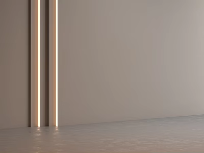 Modern Minimalist Wall Paneling With Light Beige Surface And Vertical Light Strips On Gray Floor 3d model