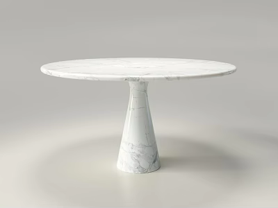 Modern White Marble Round Table With Conical Pedestal And Smooth Circular Top 3d model
