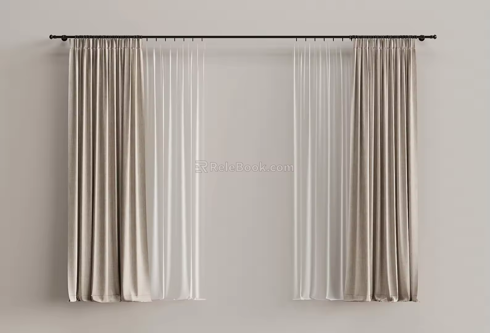 Curtain Cloth Curtain Gauze Curtain Roman Rod 3d model