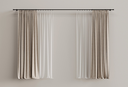 Curtain Cloth Curtain Gauze Curtain Roman Rod 3d model