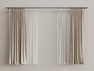 Curtain Cloth Curtain Gauze Curtain Roman Rod 3d model