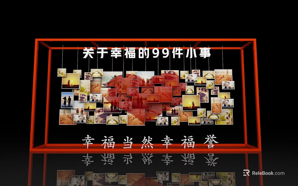 Heart Shaped Photo Wall Check In Spot With 99 Little Things About Happiness And Frame 3d model 
