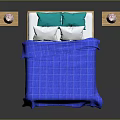 Cozy Bedroom With Wooden Bed Blue Check Quilt Nightstands And Floral Lamps For Multiple People