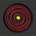 Decorative Household Item With Spiral Structure Red And Black Lines And Yellow Spheres Design