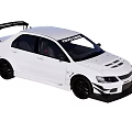 White Racing Car Modified With Black Rear Spoiler Black Wheels And Racing Decal