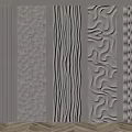 Wall Panels With Various Textured Patterns Including Striped Cracked And Wavy Designs 3d model