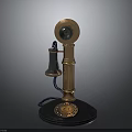 Vintage Electronic Telephone With Classic Design And Brass Dial Finish