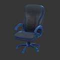 Gray Leather Office Chair with Tufted Backrest Curved Armrests and Five-Star Base Casters