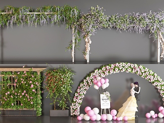 Green Plant Vine Arch Flower Frame Vine Plant Rose Climbing Vine Ivy Flower Type Plant Arch Wedding Man 3d model