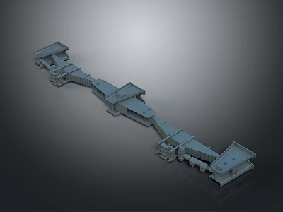 Industrial Hardware Tools Long Mechanical Conveyor System With Connected Metal Components 3d model