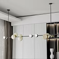 Modern Linear Pendant Light Featuring Circular Globes In Contemporary Interior Design 3d model