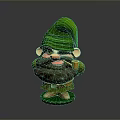 Cute Green Gnome Figure With Beard Pipe Green Hat And Base