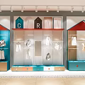 Chic Clothing Store Interior With Colorful Roof Shaped Shelves And Stylish Apparel