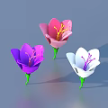 Colorful Decorative Paper Flowers With Purple Pink White Petals And Green Stems For Home Decor