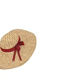 Two Decorative Straw Hats Featuring Red Ribbon Bow And Natural Weave