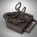 Antique Iron Door Handle With Intricate Traditional Lock Mechanism Design