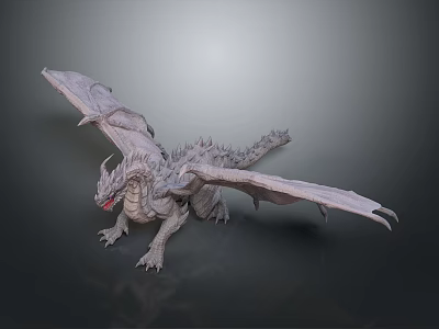 Detailed Fantasy Dragon Game Movie Character 3D Model With Sharp Wings And Scales 3d model