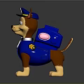 Cute Police Dog Puppy Doll Wearing Blue Uniform Cap Badge And Backpack