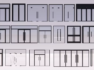 Double Doors Featuring Various Modern Panel Designs And Styles For Home 3d model