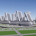 Modern Hotel Buildings With Unique Architectural Design And Surrounding Green Areas