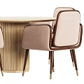 Elegant Modern Round Dining Table Set With Beige Padded Chairs And Wooden Frames