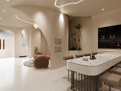 Luxury Modern Beauty Hair Salon Interior With Elegant Stylish Decor Space 3d model