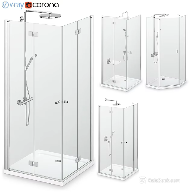 Modern Shower Head Designs For Glass Enclosure With Handheld And Fixed Options 3d model 