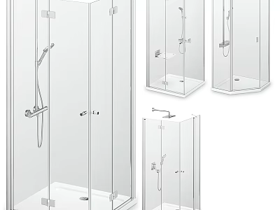 Modern Shower Head Designs For Glass Enclosure With Handheld And Fixed Options 3d model