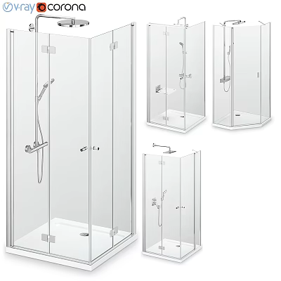 Modern Shower Head Designs For Glass Enclosure With Handheld And Fixed Options 3d model